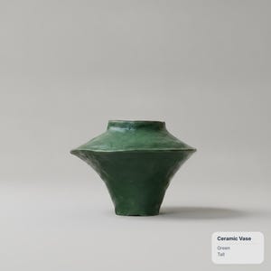 Vaso in ceramica Wabi Sabi, urna in terracotta geometrica testurizzata, decorazione Japandi, vaso verde beige