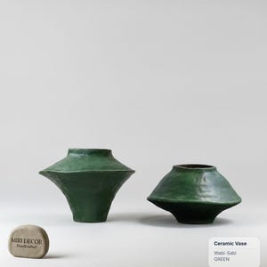 Vaso in ceramica Wabi Sabi, urna in terracotta geometrica testurizzata, decorazione Japandi, vaso verde beige