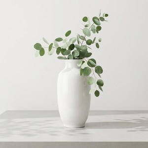Grand vase en céramique blanche brillante, pot de fleurs minimaliste, centre de table moderne de style Japandi