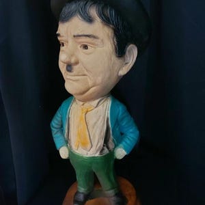 Chalkware statue of Oliver Hardy Figurine , part of the iconic comedy duo Laurel and Hardy Large 45cm Tall