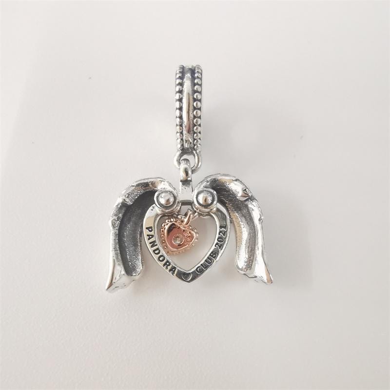 Pandora Silver S925 Club 2021 Angel Wings Heart Dangle Charm