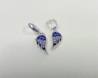 Pandora Moments ALE 925 Sterling Silver  Sparkling Splittable Angel Wings Dangle Charm