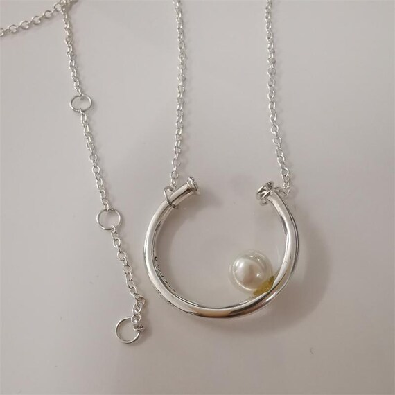 Pandora Contemporary Pearl Hoop Necklace 50cm New Zealand
