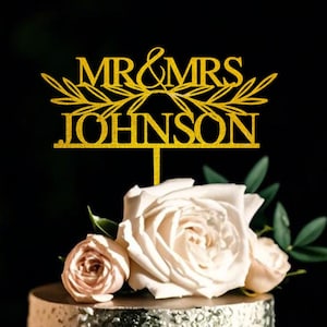 Gold Wedding Cake Topper, Mr Mrs Cake Topper,Personalized Cake Topper,Wedding Cake Topper,Anniversary Cake topper,Custom Cake Topper, Rustic