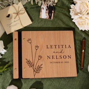 Wooden Wedding Guest Book, Personalized Laser Engraved Guest Book, Photobooth Guestbook, Custom Photo Album, Wedding Album