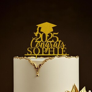 Personalized Graduation Cake Topper, Custom Name Congrats Grad Cake Topper, Graduation Party Decor, College Graduation Wood Cake Topper