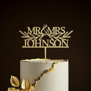 Gold Wedding Cake Topper, Mr Mrs Cake Topper,Personalized Cake Topper,Wedding Cake Topper,Anniversary Cake topper,Custom Cake Topper, Rustic