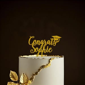 Personalized Graduation Cake Topper, Custom Name Congrats Grad Cake Topper, Graduation Party Decor, College Graduation Wood Cake Topper