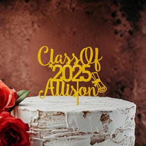 Personalized Graduation Cake Topper, Custom Name Congrats Grad Cake Topper, 2025 Grad Cap Cake Décor, College Graduation Wood Cake Topper