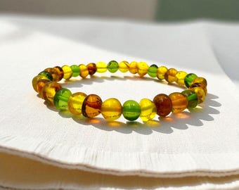 Pulsera de ámbar, joyería de ámbar hecha a mano, regalo de paz para mujer, pulsera de cuentas bohemia, accesorios espirituales, idea de regalo