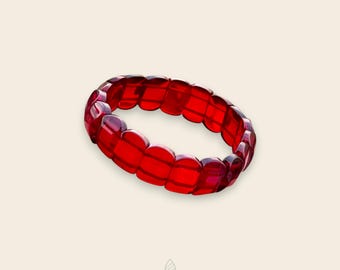 Pulsera de ámbar báltico rojo cereza: regalo de joyería auténtica