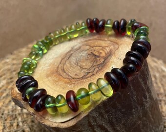 Pulsera de ámbar verde antiestrés, piedra caribeña natural, cuentas de cereza facetadas y pulidas, joyería de bienestar.