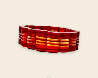 Pulsera grande de ámbar rojo cereza, joyería auténtica del Báltico para hombre o mujer: pulsera con mensaje de aniversario