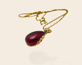 Colgante de ámbar báltico con cereza en plata de ley 925, collar de filigrana en forma de pera, piedra preciosa de succinita roja, joyería artesanal tradicional.