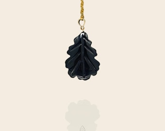 Colgante de ámbar báltico azul oscuro en plata de ley 925, collar tallado con forma de pino, piedra preciosa de succinita azul marino, joyería artesanal inspirada en el bosque.