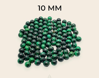 Cuentas sueltas de ojo de tigre verde de 10 mm para la fabricación de joyas. Calidad AAA garantizada.