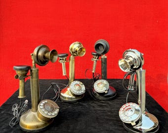Vintage Telephone Brass Rotary Phone Antique Look Retro Home