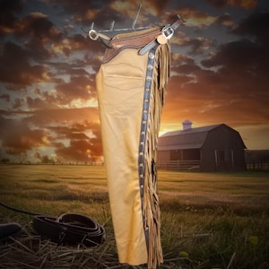 Handmade Leather Shotgun Chaps, Horse Riding Gear, Cowboy Show Chaps, Unisex Custom Chaps, Gifts for Him and Her, Western Wear, Rodeo Outfit
