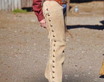 Handmade Leather Shotgun Chaps, Horse Riding Gear, Cowboy Show Chaps, Unisex Custom Chaps, Gifts for Him and Her, Western Wear, Rodeo Outfit