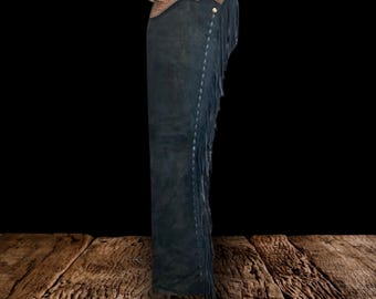 Handgefertigte Leder Show Chaps, Pferde-Reitausrüstung, Cowboy Wildleder Chaps, Unisex Custom Chaps, Geschenke für Sie und Ihn, Western-Kleidung, Rodeo Outfit