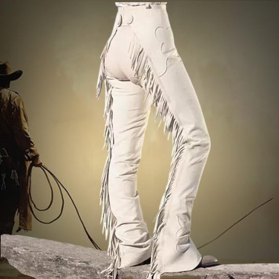 Polainas de equitación con flecos hechas a mano, polainas de cuero