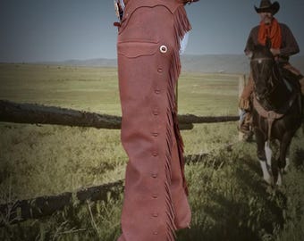 Handmade Leather Shotgun Chaps, Horse Riding Gear, Cowboy Show Chaps, Unisex Custom Chaps, Gifts for Him and Her, Western Wear, Rodeo Outfit