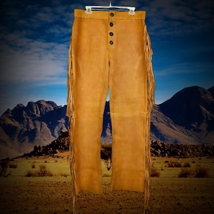 Men's Western Cowboy Leather Suede Black Native American Buckskin