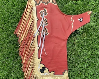 Maßgefertigte, handgefertigte Rodeo-Bullriding-Chaps – Leder-Bullriding-Ausrüstung – Maßgefertigte Rodeo-Chaps – Western-Reit-Lederchaps mit Fransen