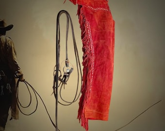Westernkleding cowgirl suède chaps met franjes, leren chaps met kwastjes, chaps voor dames paardrijden, chaps voor dames voor paardrijden, rodeo-outfit vrouwen