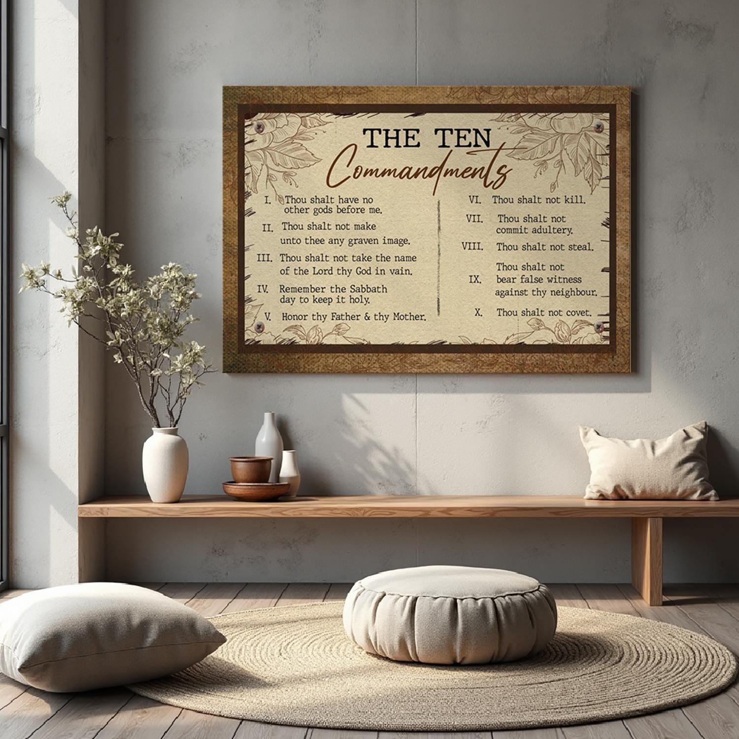 Ten Commandments Scripture Drawing Ten Commandments Wall Art, Christian Scripture Canvas, Bible Verse ...