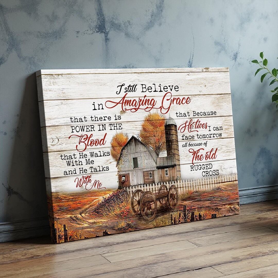 Rustic Scripture Paintings Rustic Farmhouse Amazing Grace Canvas Wall Art, Christian Bible Verse ...