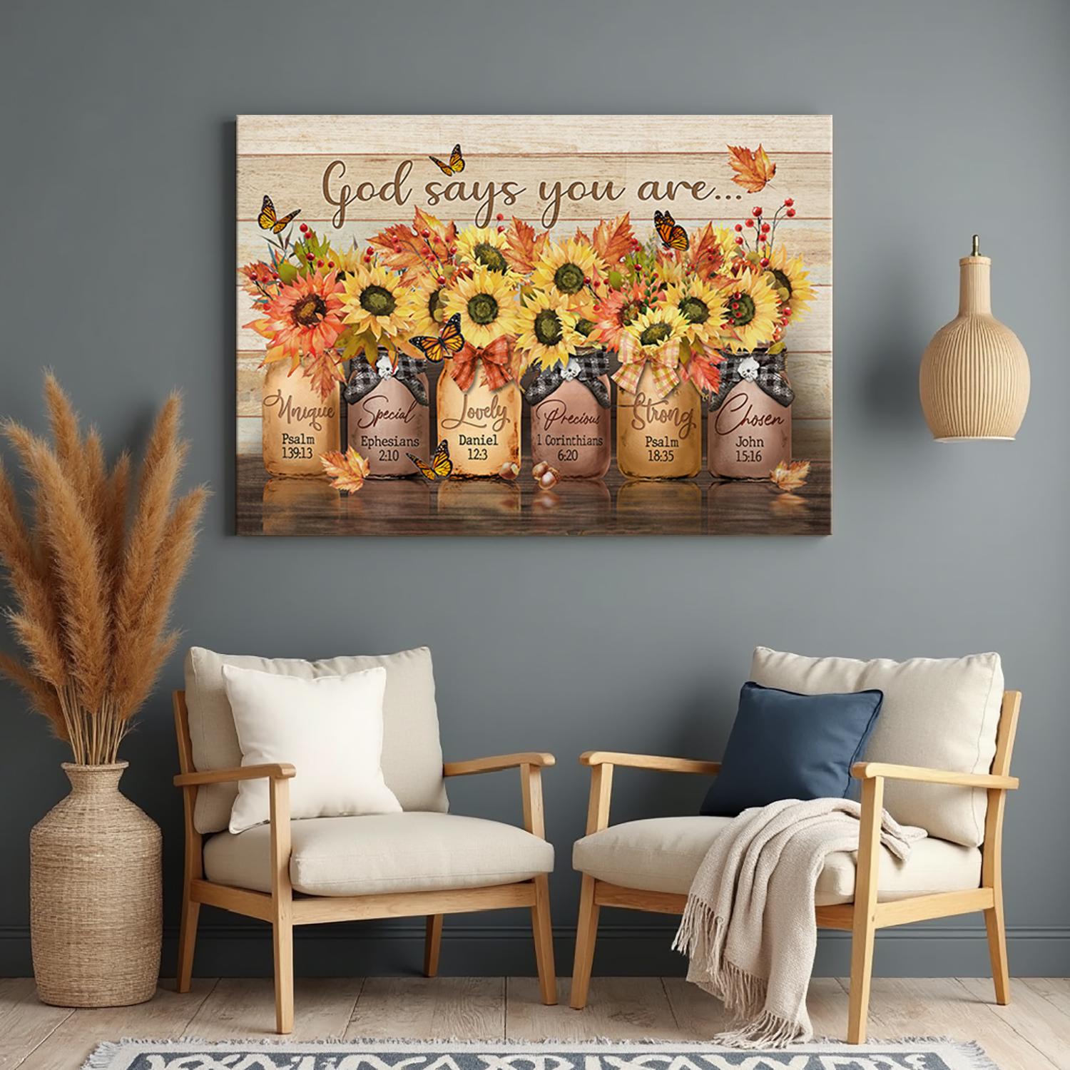 Sunflower Bible Verse Wall Decor, Scripture Fall Floral Canvas Art, God ...