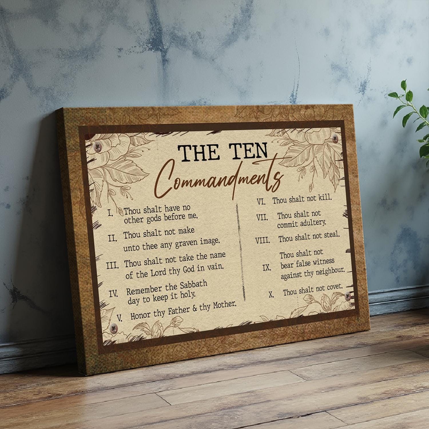 Ten Commandments Scripture Drawing Ten Commandments Wall Art, Christian Scripture Canvas, Bible Verse ...