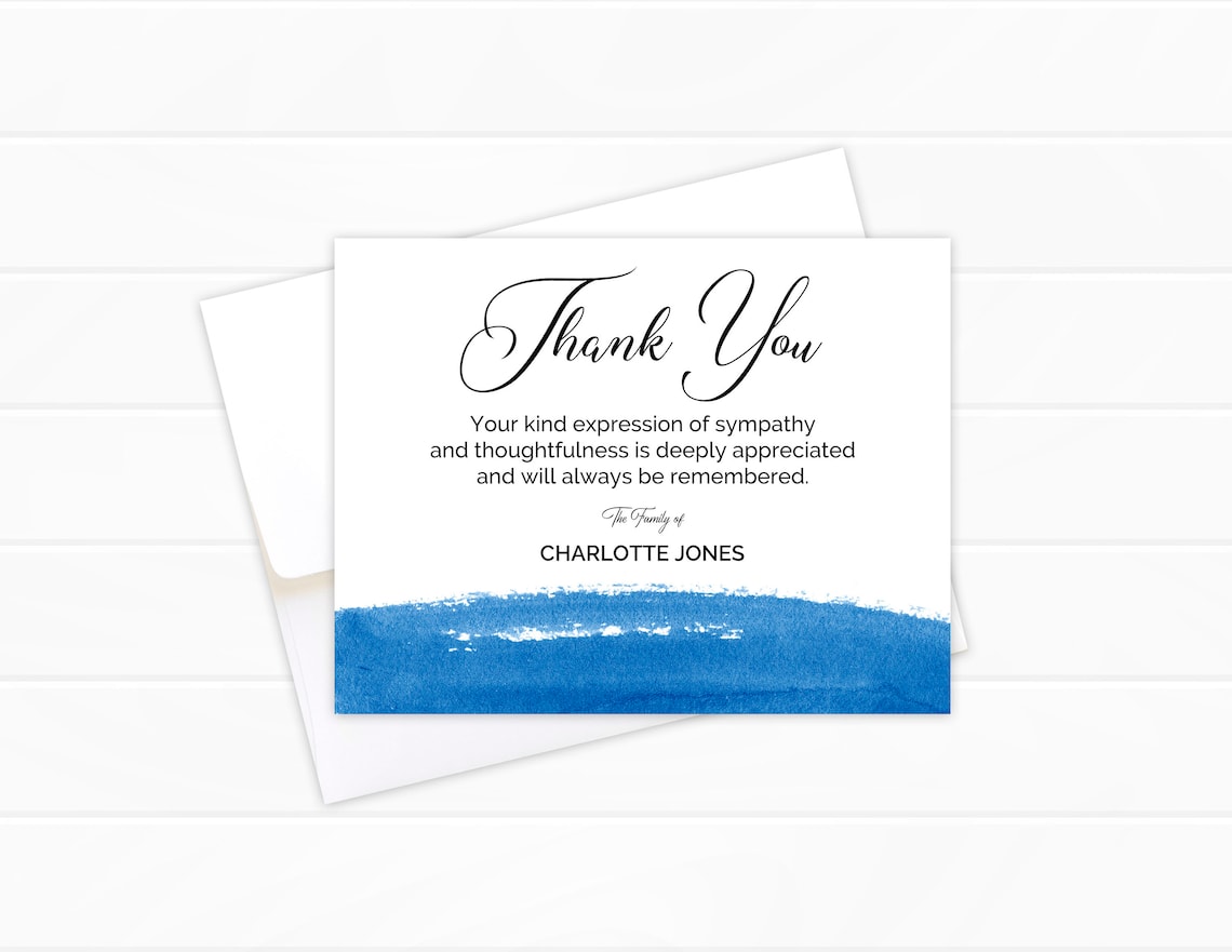 Funeral Thank You Cards Sympathy Acknowledgement Cards Etsy