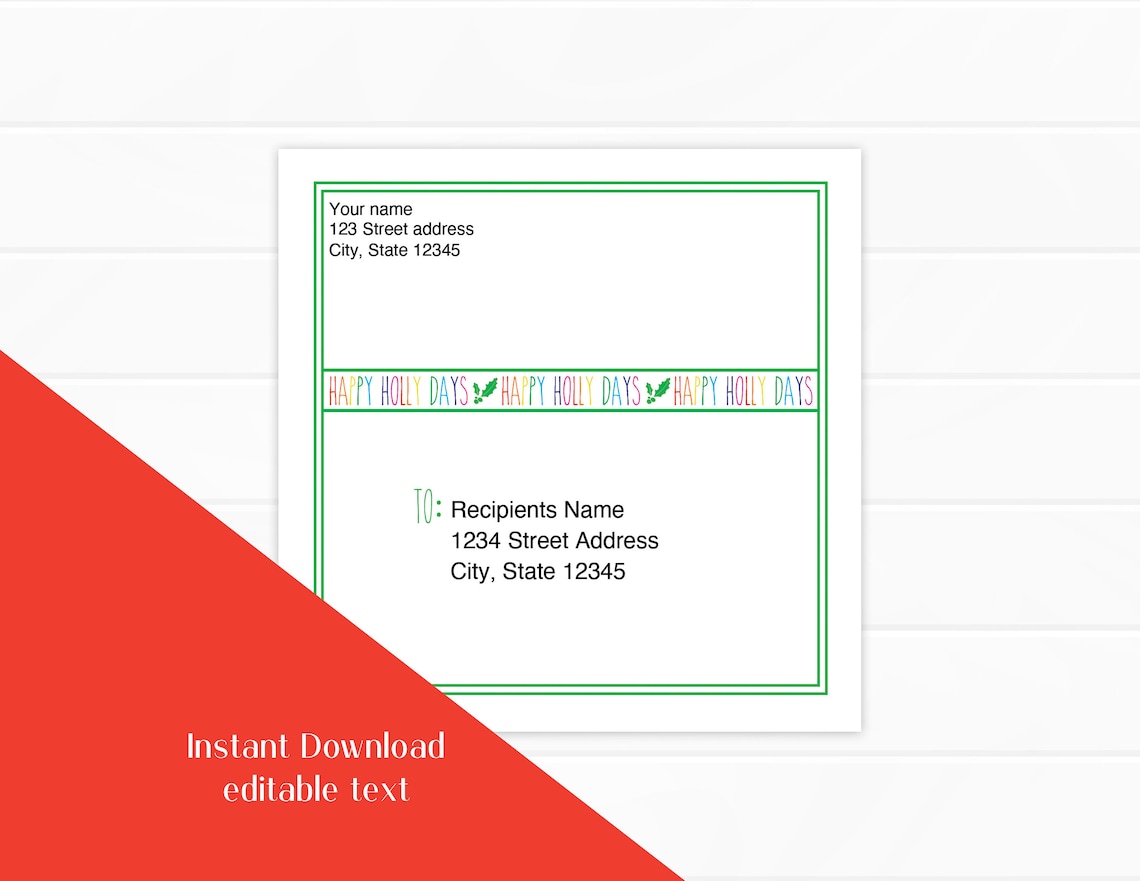 Address label for packages editable Christmas shipping label | Etsy
