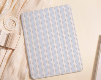 Blue Stripes iPad Case For iPad Air 5/6/7 11" 13",iPad 5-10th 10.9"10.2", iPad Mini 6/7 8.3",iPad Pro 2024 11" 13",A16 Shell PenSlot Cover