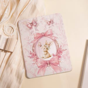 Lovely Rabbit iPad Case For iPad Air 5/6/7 11" 13",iPad 5-10th 10.9"10.2", iPad Mini 6/7 8.3",iPad Pro 2024 11" 13",A16 Shell PenSlot Cover