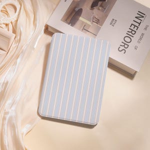 Ljusblått randigt Kindle-skal för Kindle 10/11/12:e tum, Paperwhite 6" 6,8" 7" Kindle, Colorsoft Kindle basic, personligt fodral, Paperwhite-omslag