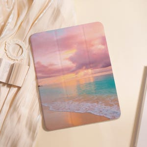 Sunset Seaside iPad Case For iPad Air 5/6/7 11&quot; 13&quot;,iPad 5-10th 10.9&quot;10.2&quot;, iPad Mini 6/7 8.3&quot;,iPad Pro 2024 11&quot; 13&quot;,A16 Shell PenSlot Cover
