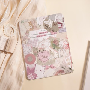 Lovely Rabbit iPad Case For iPad Air 5/6/7 11" 13",iPad 5-10th 10.9"10.2", iPad Mini 6/7 8.3",A16,iPad Pro 2024 Personalized Shell PenSlot