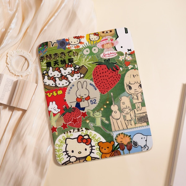 Strawberry Rabbit iPad Case For iPad Air 5/6/7 11" 13",iPad 5-10th 10.9"10.2", iPad Mini 6/7 8.3",iPad Pro 2024 11" 13",A16 Shell PenSlot