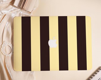 Yellow&black Stripes Hard Matte MacBook Case For MacBook Air 11/13/15,Pro 13/14/15/16,Ret 13/15,M3 M4 ,Frosted Surface Protect Cover 2025
