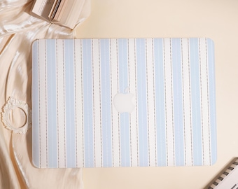 Light Blue Stripes Hard Matte MacBook Case For MacBook Air 11/13/15,Pro 13/14/15/16,Ret 13/15,M3 M4 Shell Frosted Surface Protect Cover 2025