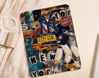 New York iPad Case For iPad Air 5/6/7 11" 13",iPad 5-10th 10.9"10.2", iPad Mini 6/7 8.3",iPad Pro 2024 11" 13",A16 Shell PenSlot Cover