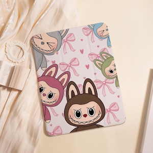 Labubu Cute iPad Case For iPad Air 5/6/7 11" 13",iPad 5-10th 10.9"10.2", iPad Mini 6/7 8.3",iPad Pro 2024 11" 13",A16 Shell PenSlot Cover