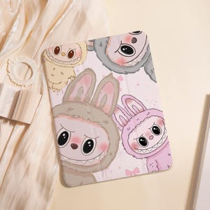 Labubu Cute iPad Case For iPad Air 5/6/7 11" 13",iPad 5-10th 10.9"10.2", iPad Mini 6/7 8.3",iPad Pro 2024 11" 13",A16 Shell PenSlot Cover
