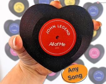 Favorite Song Heart Magnet, Custom Song Fridge Magnet, Personalised Recording Artist&#39;s Song Vinyl Record, Music Lover Gift, Love Your Music