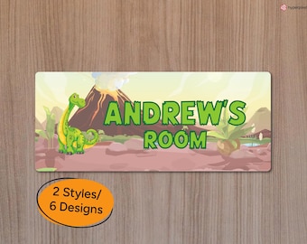 Roarsome Dinosaur Personalized Door Sign, Custom Kid's Name Dino Signs, Hang Ready Customised Boy's Room Décor, Personal Child's Name Plaque