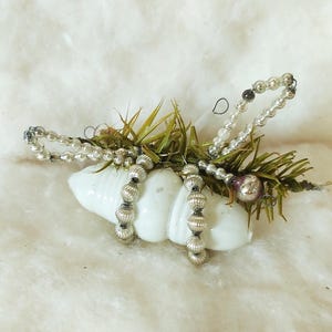 Rare antique glass beads bee featherbranche Gablonzer Christmas ornament collectible and handmade Czech