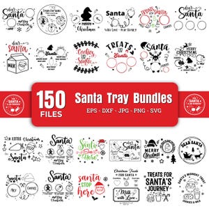 Paquete SVG de bandeja para Papá Noel, leche y galletas de Nochebuena (descarga digital)